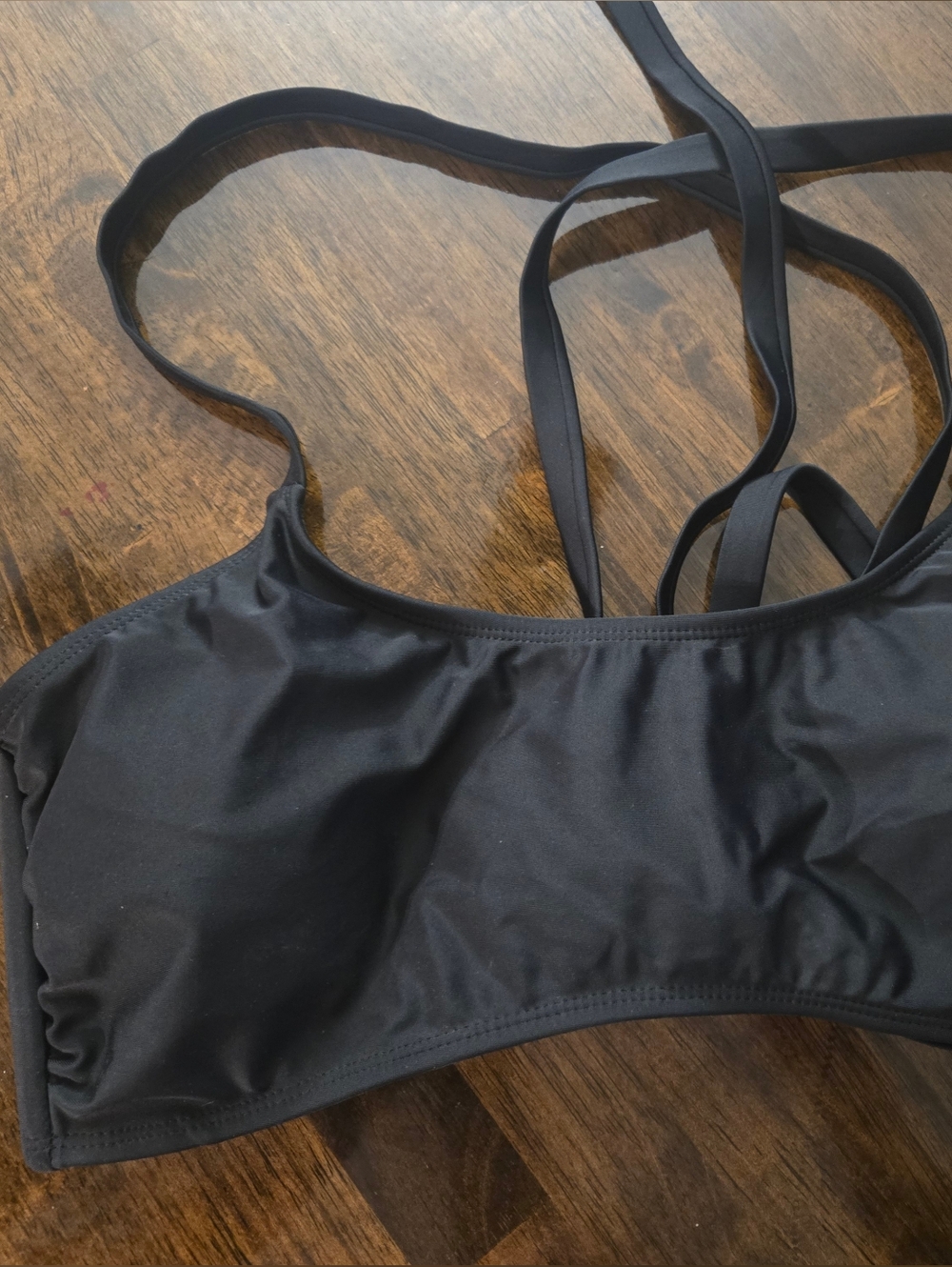 Classic Black Strappy Women's 1x Bikini Top. New With Tags